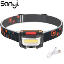 SANYI USB Rechargeable Induction Headlamp Light Mini COB LED Headlight Head Torch Flashlight With USB Cable Built-in battery 2024 - buy cheap
