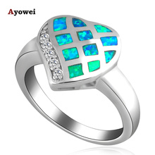 AYOWEI Heart ring for lover Wholesale Retail Blue Fire Opal 925 Silver Stamped Ring USA Sz #7 #8 Fashion Jewelry OR313A 2024 - buy cheap