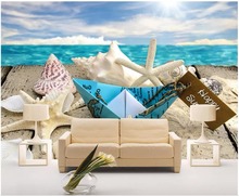 Papel tapiz 3d con foto personalizada, tablero de playa, barco, estrella de mar, conch, sala de estar, decoración del hogar, murales de pared 3d, papel tapiz para paredes 3 d 2024 - compra barato