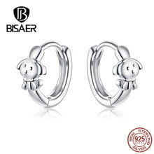 BISAER Dog Earrings 925 Sterling Silver Animal Doggy Love Round Circle Shape Stud Earrings for Women Fashion Jewelry ECE662 2024 - buy cheap