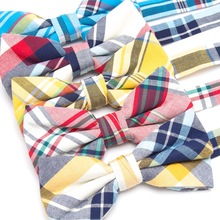 Gravata borboleta masculina, gravata de algodão com listras, moda para festa de casamento, acessório masculino 2024 - compre barato