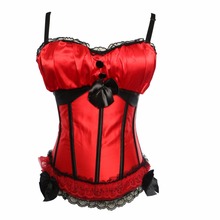 Coldker Sexy Ladies satin burlesque costume Lace hem Corset Push up Bustier Top shaper 8899 S-2XL 2024 - buy cheap