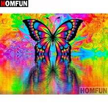 HOMFUN-pintura de diamante redondo/cuadrado completa, cuadro artesanal 5D, "mariposa de Color", 3D bordado de diamantes, punto de cruz, decoración del hogar A19602 2024 - compra barato