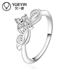 Anillos chapados en plata nuevo diseño anillo de dedo para señora bijoux mujeres venta al por mayor con incrustaciones de cristal 2024 - compra barato