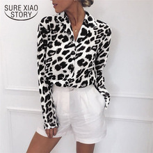 Blusa De chifón De manga larga con estampado De leopardo para Mujer, camisa con cuello en V, talla grande, Moda2021, 3406, 50 2024 - compra barato
