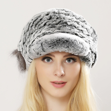 New Women Real Rabbit Fur Hat Fashion Knitted Genuine Rex Rabbit Fur Cap Winter Warm Natural Fox Fur Headgear Beanies 2024 - buy cheap