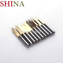 10pcs/lot Shank 3.175mm Titanium Milling Cutters Coated Carbide PCB Engraving Bits  CNC Router Tool 45 Degree 0.2mm Tip End Mill 2024 - buy cheap