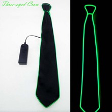 Men's Fashion Glowing Flashing EL Press On Off Switch Electronic LED Strip Boe Tie Flashing DJ Tie For Bar Club Tie With ziper 2024 - buy cheap