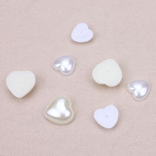 20pcs/lot 14/18mm White/Beige Flatback Cabochon ABS Plastic Pearl Beads Heart Charms Beads DIY Jewelry Making Material 2024 - buy cheap