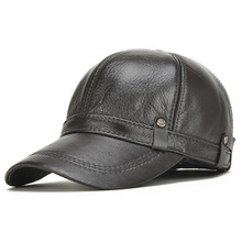 Male Genuine Leather Hat Cowhide Baseball Cap  Adjustable Ear Men's  Elderly Thick Outdoor Baseball Cap New Year Gift  B-7128 2024 - buy cheap