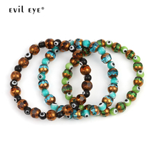 Pulsera con abalorios de ojo malvado para hombre y mujer, brazalete con cuentas de vidrio de plástico de 8mm y 6mm, joyería de moda, regalo, EY6245, 2019 2024 - compra barato