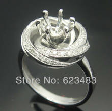 Round cut 8mm 14k white gold natural diamond engagement semi mount ring 2024 - купить недорого