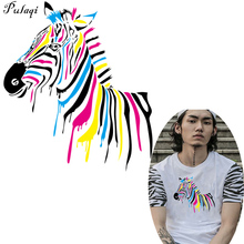 Pulaqi Fashion multicolor zebra Patches Heat Transfer on Clothes Stickers For T-shirt Dresses DIY Washable Clothing Accessory H 2024 - buy cheap
