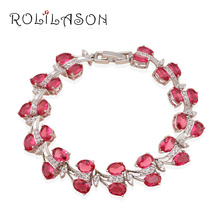 ROLILASON Fantástico presente romântico Rosa vermelha Pulseira de prata zircão para as mulheres Da Moda jóias TB541 online populares 2024 - compre barato