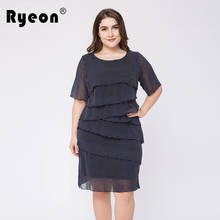 Ryeon Polka Dot Print Chiffon Summer Dress Women Beach Elegant Ruffles Short Sleeve Party Retro Plus Size Women Dresses 3xl 4xl 2024 - buy cheap