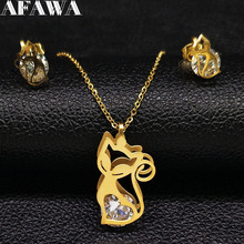 2020 Fashion Fox Crystal Stainless Steel Jewelry Set for Women Gold Color Earring Necklace Set Jewelry cristal joyas 178582 2024 - buy cheap