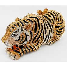 Стильная вечерняя сумка с изображением тигра и страз, Золотая Роскошная вечерняя сумка-клатч со стразами и кристаллами, элегантная Свадебная сумка для невесты, модель 88166 2024 - купить недорого