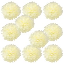10 pieces per lot ivory Tissue Paper Pom Poms Paper Balls DIY Paper Flowers Wedding Baby Shower Hanging Decoration 2024 - buy cheap