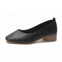 Zapatos clásicos de punta cuadrada para mujer, zapatillas de tacón antideslizantes, talla 35-40, 2019 2024 - compra barato