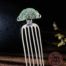 Amxiu Classic Antique Silver Hair Combs Handmade Natural Stone Hairpins S925 Vintage Hair Jewelry For Women Bijoux Souvenirs 2024 - buy cheap