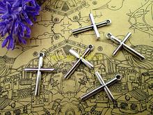 200pcs-Cross charms,Antique Silver Sideways Mini Cross Charm/Pendant 23x13mm 2024 - buy cheap