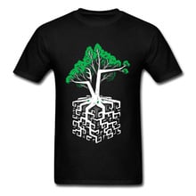 Camiseta manga curta masculina geométrica, camiseta de algodão refrescante com labirinto para treino de verão 2024 - compre barato