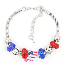 Женский браслет в форме сердца, браслеты в форме звезды, патриотического стиля, с флагом США 2024 - купить недорого