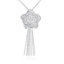Красивое серебряное ожерелье P318 с подвеской в виде цветка, модные ювелирные изделия для женщин, свадебный подарок, высокое качество, модный уличный стиль 2024 - купить недорого