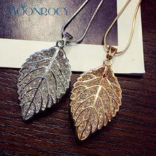 MOONROCY Crystal Necklace Coat Chain Exaggerated Party Long Vintage Necklaces for woman Leaf for Women Dropshipping Jewelry 2024 - buy cheap