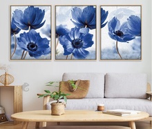 Nordic Simples Flores Azuis Pinturas Decorativas Cartazes e Cópias Da Lona Retrato Da Arte Da Parede para Sala de estar Decoração de Casa 2024 - compre barato