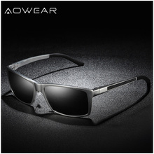 AOWEAR Square Polarized Luxury Sunglasses Men Genuine Aluminum UV400 Driving Retro Sun Glasses Male Oculos Gafas De Sol 2024 - buy cheap