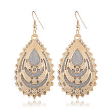 New Fashion Geometric Hollow Water Drop Metal Matte Dangle Earrings For Women Jewelry Accessories Gold Earrings AE332 2024 - buy cheap