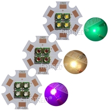 10 pces 6 v/12 v cree xpe XP-E 4 microplaquetas 4-12 w conduziu a luz do carro emissor em vez de xml vermelho verde azul amarelo led com 20mm cooper pcb