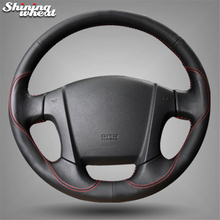 Shining wheat Black Genuine Leather Red Thread Steering Wheel Cover for Kia Sportage 2 2005-2010 2009 Sportage 2024 - buy cheap