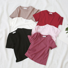 Camiseta casual feminina para bebês e meninos, camiseta de cor sólida para crianças de 1-9 anos e bc416 2024 - compre barato