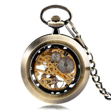 Классические Элегантные Механические карманные часы в стиле ретро с ручным заводом Роскошные крутые качественные мужские и женские часы подарок на день рождения 2024 - купить недорого