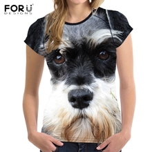 FORUDESIGNS 3D Dog Schnauzer Face Printed Women T Shirt Fashion Bodybuilding Tee Shirts Brand Designer Short Sleeve Tops Clothes 2024 - buy cheap