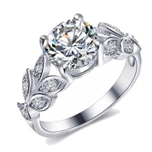 Новое свадебное кольцо на палец, белое кольцо с цветком из циркона, любовь, обручение, роскошное кольцо с кристаллами в виде листа для женщин, ювелирные изделия 2024 - купить недорого