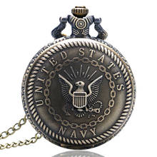 Cool Bronze United State Navy Theme Quartz Fob Pocket Watches Necklace Chain Vintage Pendant for Men Women Reloj de bolsillo 2024 - buy cheap