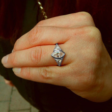 Anillo de compromiso con piedra de circonita de cristal para mujer, sortija de compromiso, Color plateado, Vintage, de lujo 2024 - compra barato