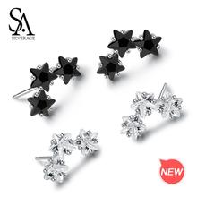 SA SILVERAGE 925 Sterling Silver Star Crystal Stud Earrings AAA Zirconia 925 Silver Earrings for Woman Fine Jewelry 2024 - buy cheap