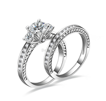 1 карат 4 зубцами 925 серебро разделяющимися кольцо Сона Diamant годовщина свадьбы Любовь кольцо полосы американский размер от 4 до 10.5 2024 - купить недорого