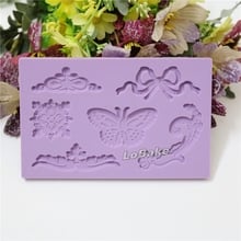 Brand new 15*9cm 6 cavities different beautiful flowers and butterfly shape silicone fondant cake decor mold confeitaria tool 2024 - buy cheap