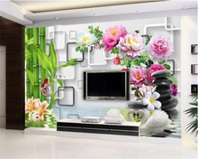 Beibehang Custom Wallpaper Living Room Bedroom Mural Painting Need Still Life Bamboo Koi Lily 3D TV Wall mural 3D wallpaper 2024 - buy cheap