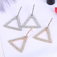 HOCOLE-pendientes de diamantes de imitación para mujer, moda Za 2019, pendiente de cristal plateado triangular de oro, joyería de boda declaración, regalo 2024 - compra barato