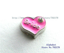 Bride Pink Heart Wedding 10pcs floating locket memory charms zinc alloy for floating locket  FC895 2024 - buy cheap