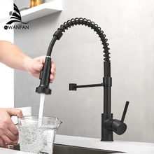 Kitchen Faucets Matte Black Faucets for Kitchen Sink  Single Lever Pull Out Spring Spout Mixers Tap Hot Cold Water Crane 9009 2024 - buy cheap