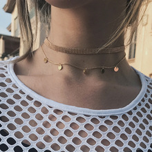 Nueva moda collar Multi-capa collar de obleas cuentas vendiendo corto Simple collar de oro accesorios venta al por mayor 2024 - compra barato