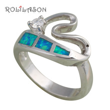 pendientes product Wholesale Retail Romantic Zircon Blue Fire Opal Silver stamp Ring USA Sz #7.5 #6.5 #7 Fashion Jewelry OR302 2024 - buy cheap