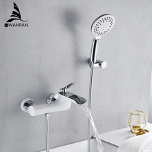 Bathtub Faucets Chrome Bath Shower Set White Shower Set Bathtub Mixer Tap Dual Contral Shower Wall Mounted For Bathroom WF-6019 2024 - buy cheap